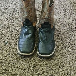Old West Black and Brown Leather Boots